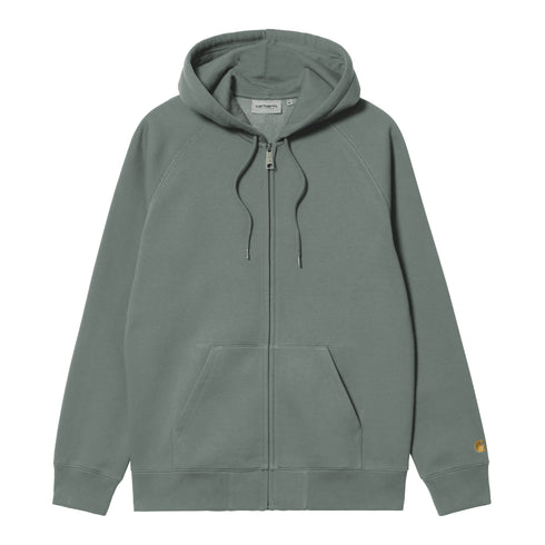 Carhartt WIP Hooded Chase Jacket Sweat Zip - Velvet Green / Gold - Streetart.fr