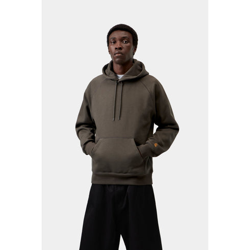 Carhartt WIP Hooded Chase Sweat - Shungite / Gold - Streetart.fr