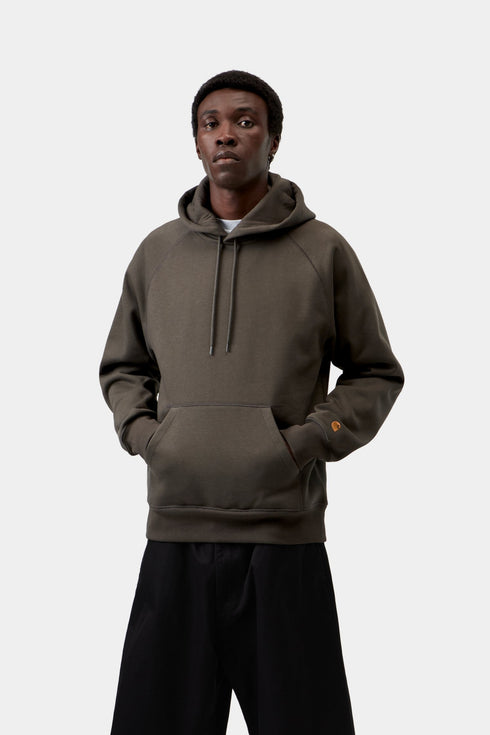 Carhartt Wip Hooded Chase Sweat - Shungite / Gold - I033661_3X9_XX