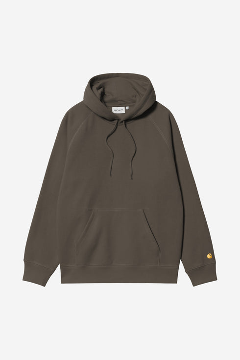 Carhartt Wip Hooded Chase Sweat - Shungite / Gold - I033661_3X9_XX