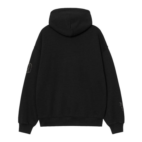 Carhartt Wip Hooded Hackwork Sweat A Capuche - Black / Wall - Streetart.fr