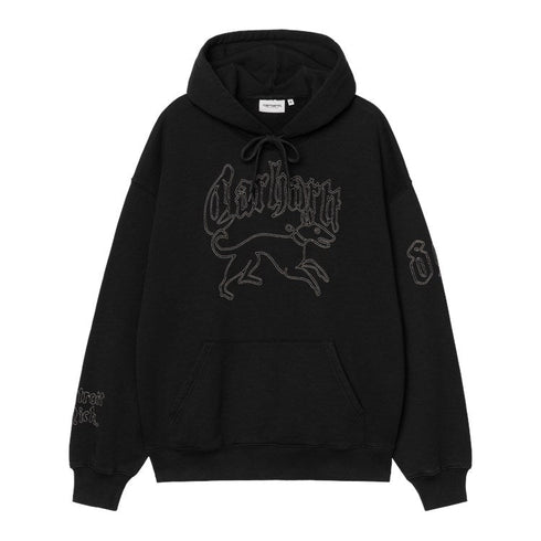 Carhartt Wip Hooded Hackwork Sweat A Capuche - Black / Wall - Streetart.fr