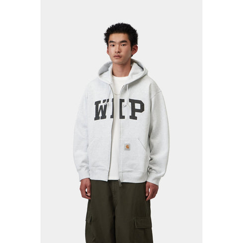 Carhartt WIP Hooded Wip Sweat Jacket - Ash Heather Stone Washed - Streetart.fr