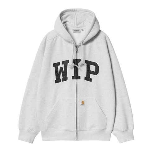 Carhartt WIP Hooded Wip Sweat Jacket - Ash Heather Stone Washed - Streetart.fr