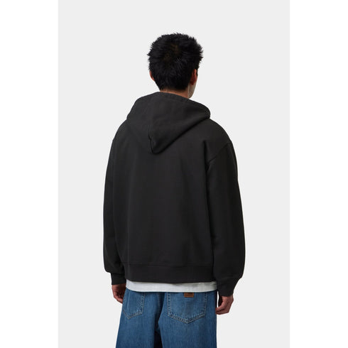 Carhartt WIP Hooded Wip Sweat Jacket - Black Stone Washed - Streetart.fr