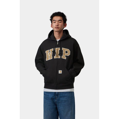 Carhartt WIP Hooded Wip Sweat Jacket - Black Stone Washed - Streetart.fr