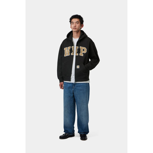 Carhartt WIP Hooded Wip Sweat Jacket - Black Stone Washed - Streetart.fr