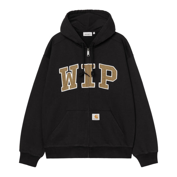 Carhartt WIP Hooded Wip Sweat Jacket - Black Stone Washed - Streetart.fr