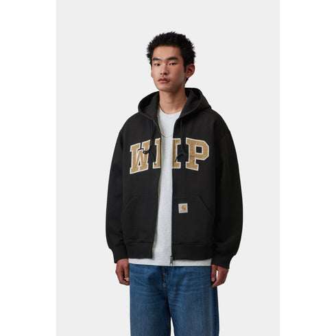 Carhartt WIP Hooded Wip Sweat Jacket - Black Stone Washed - Streetart.fr