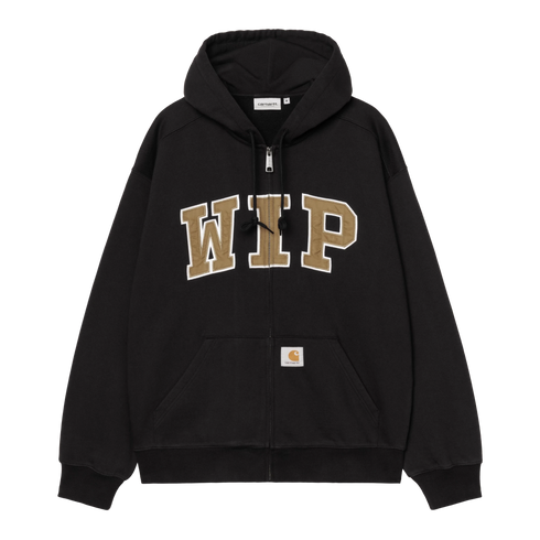 Carhartt WIP Hooded Wip Sweat Jacket - Black Stone Washed - Streetart.fr