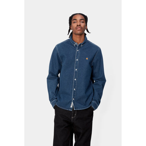 Carhartt WIP L/S Weldon Shirt - Blue Stone Washed - I031928_01_06