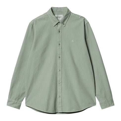 Carhartt WIP L/S Bolton Ls Shirt Glassy Teal Garment Dyed - Streetart.fr