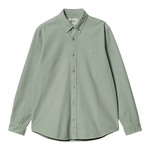 Carhartt WIP L/S Bolton Ls Shirt Glassy Teal Garment Dyed — t-shirt manches longues