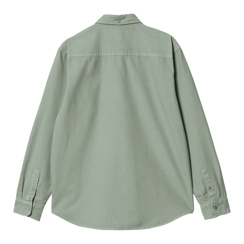 Carhartt WIP L/S Bolton Ls Shirt Glassy Teal Garment Dyed - Streetart.fr