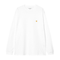 Carhartt Wip L/S Chase T-Shirt Manches Longues - White / Gold - Streetart.fr