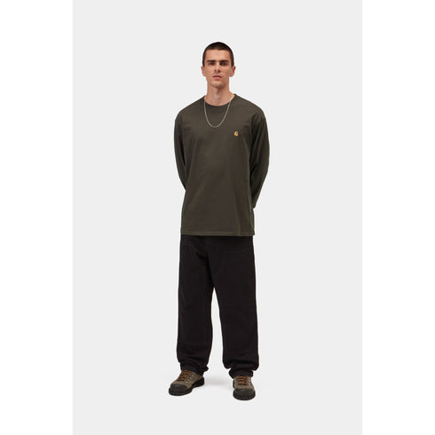 Carhartt WIP L/S Chase T-Shirt - Shungite / Gold - Streetart.fr