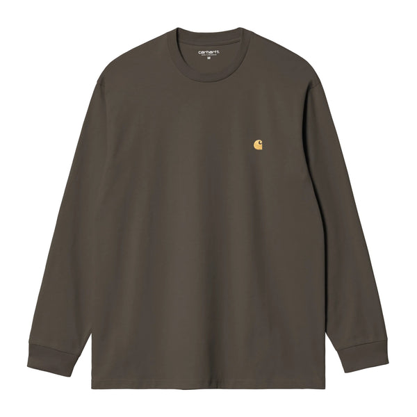 Carhartt WIP L/S Chase T-Shirt - Shungite / Gold - Streetart.fr