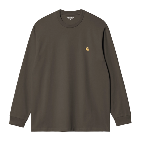 Carhartt WIP L/S Chase T-Shirt - Shungite / Gold - Streetart.fr
