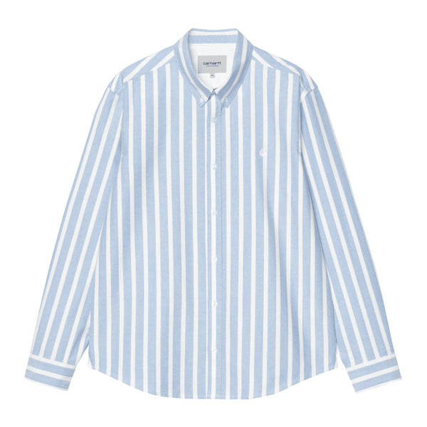 Carhartt WIP L/S Deven Shirt Chemise - Deven Stripe Bleach / White - Streetart.fr