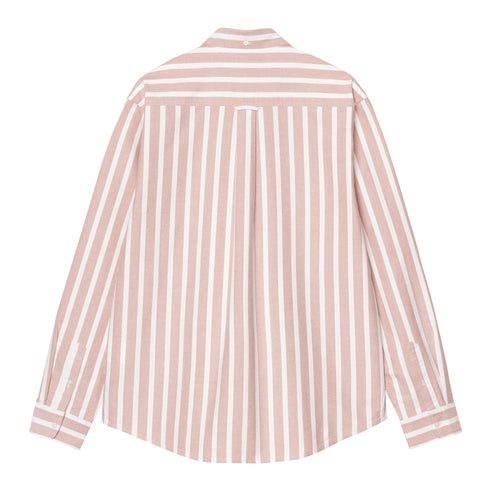 Carhartt WIP L/S Deven Shirt Chemise - Deven Stripe Oxide Red - Streetart.fr