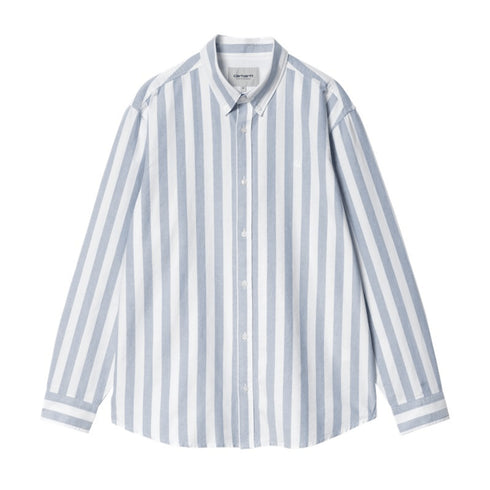 Carhartt Wip L/S Dillon Shirt Chemise - Dillon Stripe Bleach / White - Streetart.fr