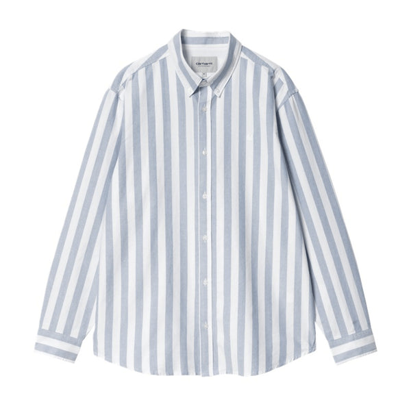 Carhartt Wip L/S Dillon Shirt Chemise - Dillon Stripe Bleach / White - Streetart.fr