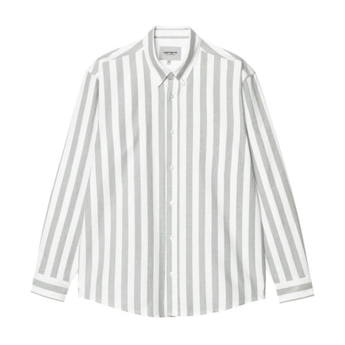 Carhartt Wip L/S Dillon Shirt Chemise - Dillon Stripe Park / White - Streetart.fr
