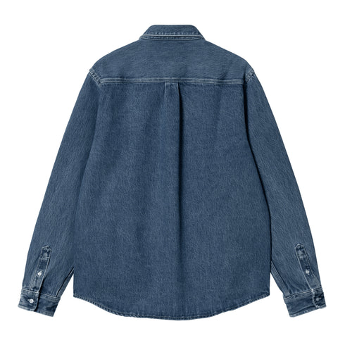 Carhartt WIP L/S Weldon Shirt Blue Heavy Stone Wash - Streetart.fr