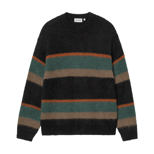 Carhartt WIP Merton Sweater - Sundling Stripes / Dark Scarab - Streetart.fr