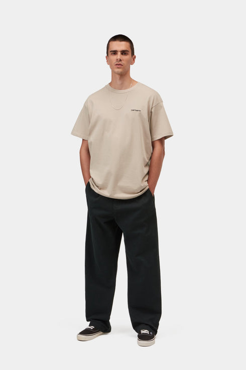 Carhartt Wip S/S Script Embroidery T-Shirt - Fleur De Sel / Black - I030435_2NQ_XX