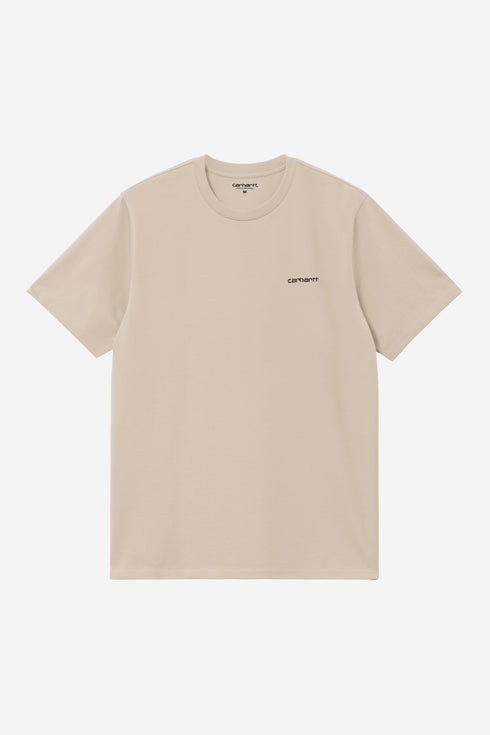 Carhartt Wip S/S Script Embroidery T-Shirt - Fleur De Sel / Black - I030435_2NQ_XX