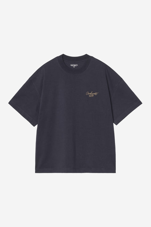 Carhartt Wip S/S Signtaure Script T-Shirt - Dark Navy / Wip Dusty H Brown - I033828_3Z6_XX