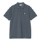 Carhartt WIP S/S Chase Pique - Cozy Blue / Gold - Streetart.fr