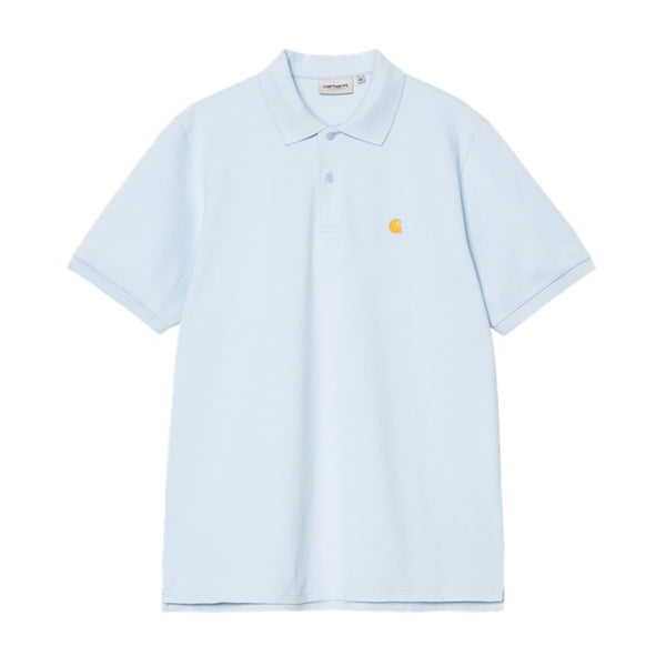 Carhartt Wip S/S Chase Pique Polo Air Sky / Gold - Streetart.fr