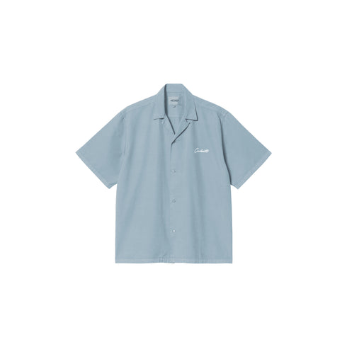 Carhartt WIP S/S Delray Shirt - Frosted Blue / White - Streetart.fr