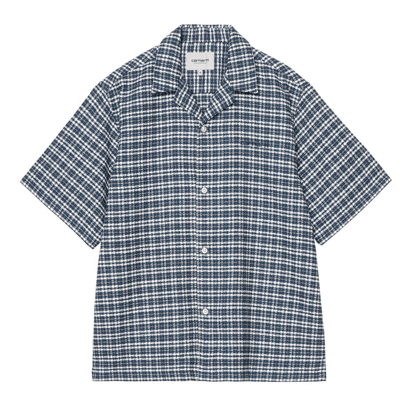 Carhartt WIP S/S Kander Shirt Waffle - Kander Check / Blue River - Streetart.fr