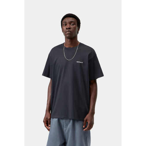 Carhartt WIP S/S Script Embroidery T-Shirt - Dark Navy / White - Streetart.fr