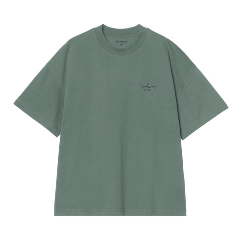 Carhartt WIP S/S Signature Script - Silver Pine / Jupiter - Streetart.fr