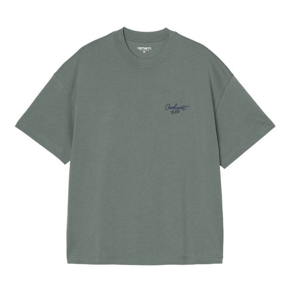 Carhartt Wip S/S Signature Script T-Shirt - Silver Pine / Jupiter - Streetart.fr