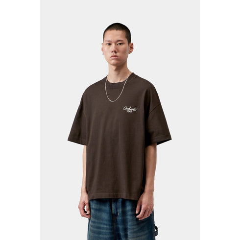 Carhartt WIP S/S Signature Script T-Shirt - Tobacco / Natural - Streetart.fr