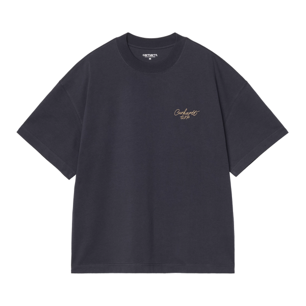 Carhartt WIP S/S Signtaure Script T-Shirt - Dark Navy / Wip Dusty H Brown - Streetart.fr