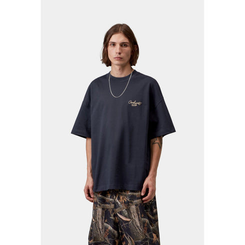 Carhartt WIP S/S Signtaure Script T-Shirt - Dark Navy / Wip Dusty H Brown - Streetart.fr