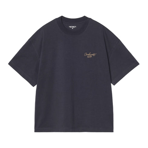 Carhartt WIP S/S Signtaure Script T-Shirt - Dark Navy / Wip Dusty H Brown - Streetart.fr