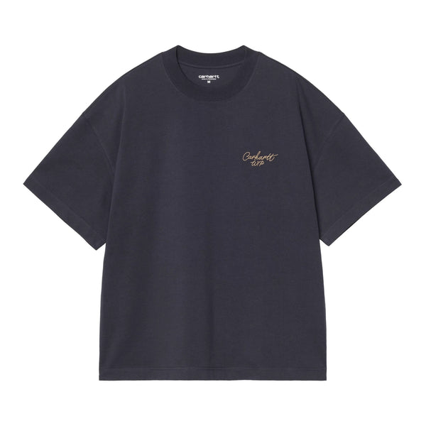 Carhartt WIP S/S Signtaure Script T-Shirt - Dark Navy / Wip Dusty H Brown - Streetart.fr