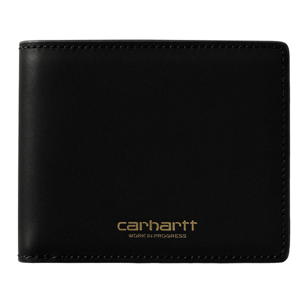 Carhartt WIP Vegas Billfold Wallet - Leather Black / Gold - Streetart.fr