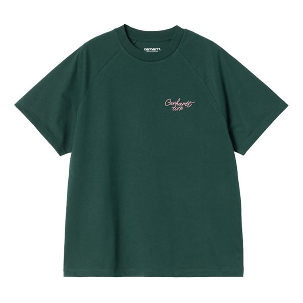 Carhartt Wip W' Signature T-Shirt - Dark Fir / Glassy Pink - Streetart.fr