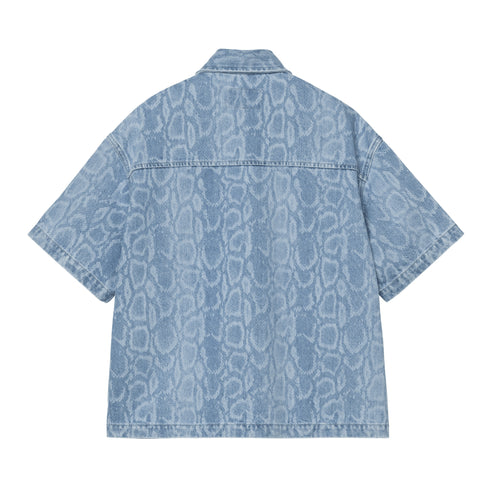 Carhartt WIP W' S/S Snake Lovilia Shirt - Snake Camo Blue Bleached - Streetart.fr
