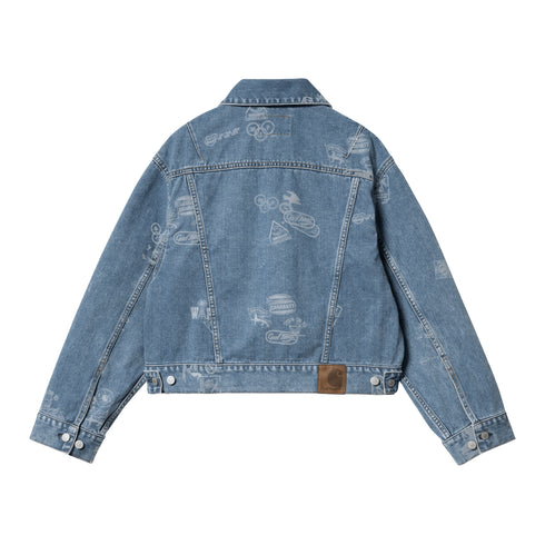 Carhartt WIP W' Stamp Jacket Stamp Print Blue Bleached - Streetart.fr