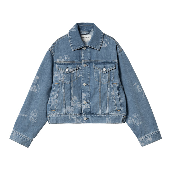 Carhartt WIP W' Stamp Jacket Stamp Print Blue Bleached - Streetart.fr