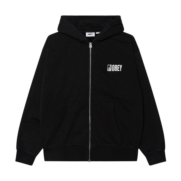 Obey Margin Faded Zip Hood Zip - Digital Black